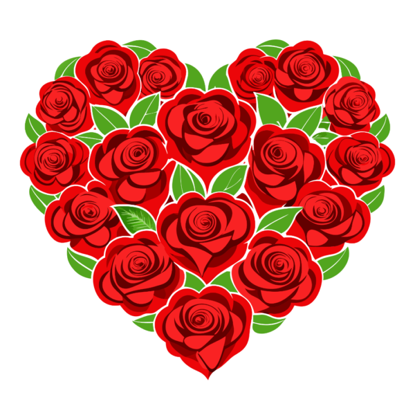 Red Rose heart Shape clipart