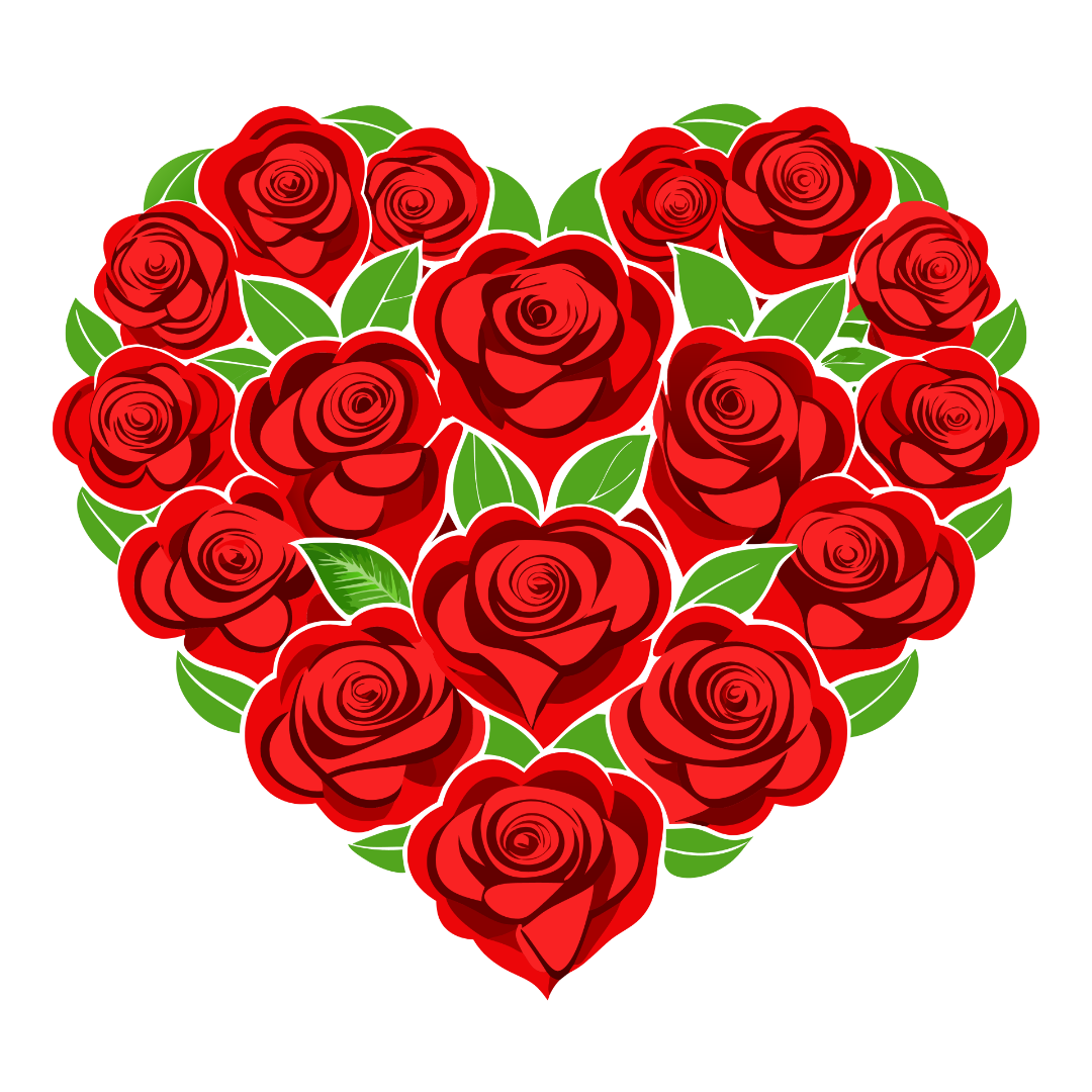 Red Rose heart Shape clipart