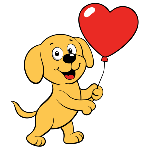 Retriever Dog with Heart Balloon Clipart