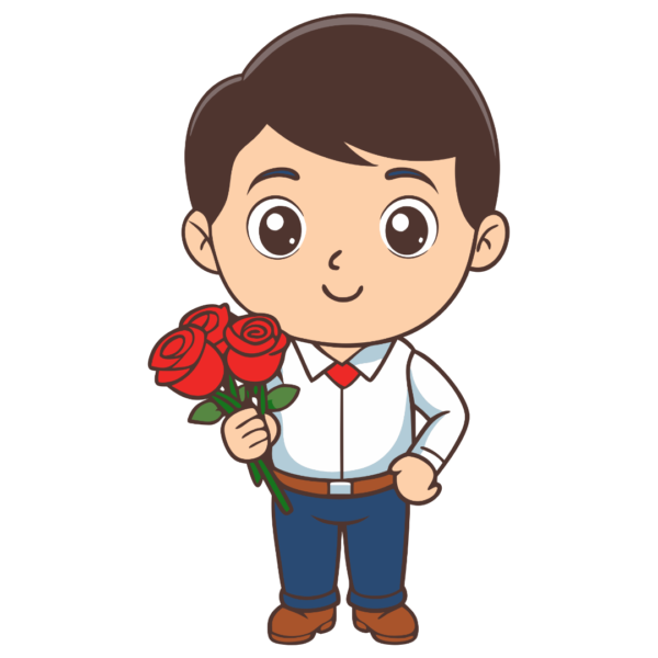 Romantic Boy with Rose