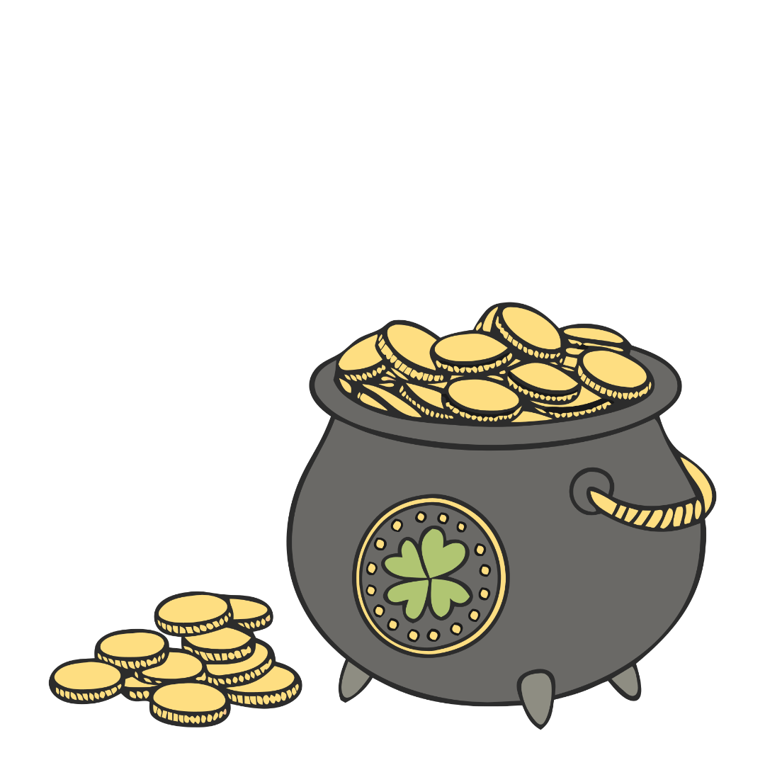 St Patrick Cauldron loaded with Gold Coins Clipart_Neoclipart_com