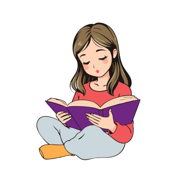 Young Student Reading Book Clipart