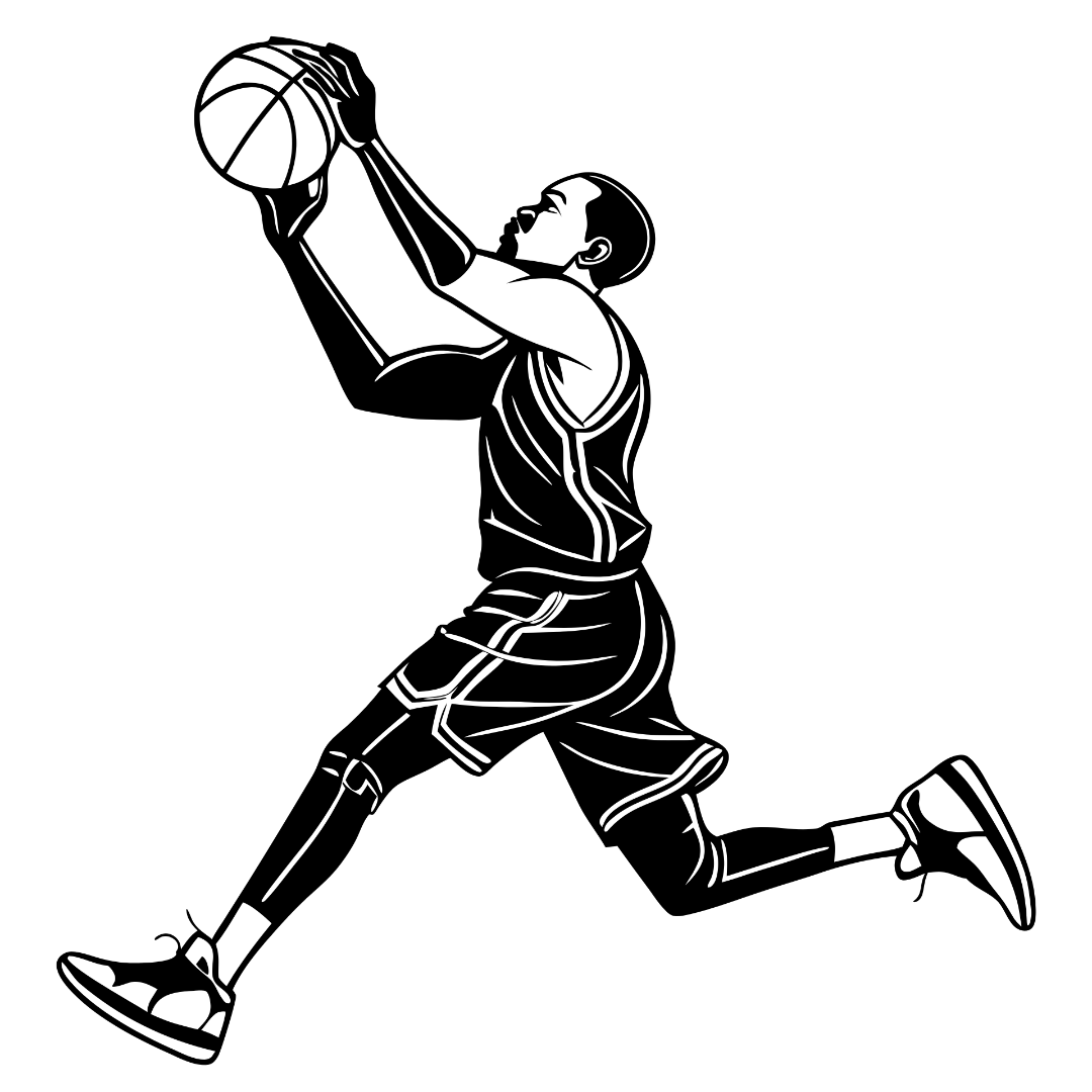 Basketball Player Black and White Clipart_Neoclipart_com