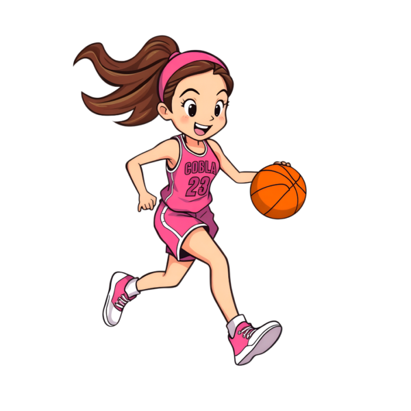 Cute Female Basketball Player Dribbling Clipart_Neoclipart_com