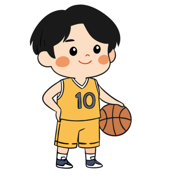 Cute Litte Player with Basketball Clipart