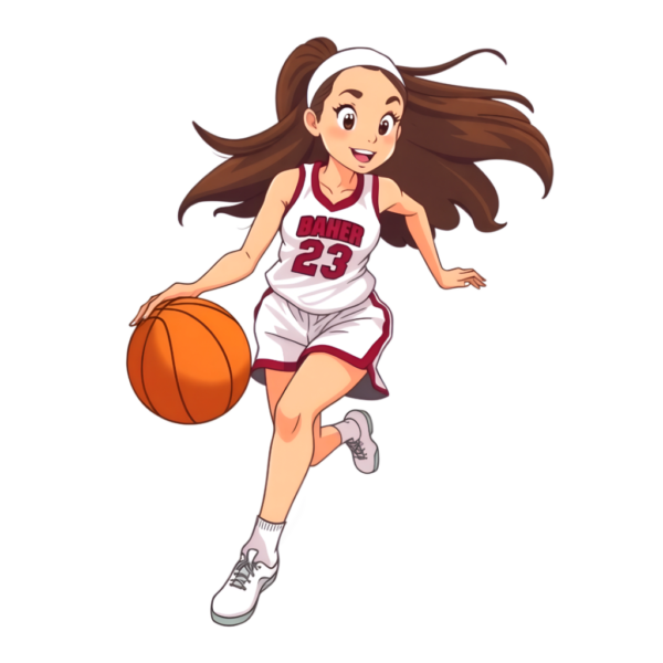 Female Basketball Player Dribbling Clipart