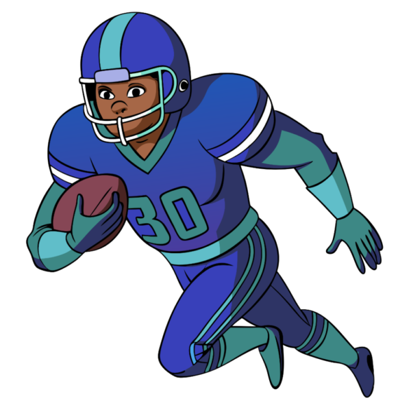 Football Player with Ball and Running Clipart