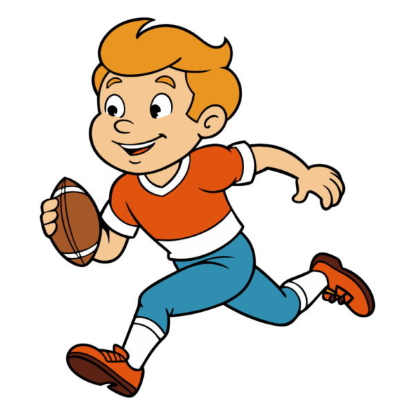 Little Boy running towards Goal Clipart