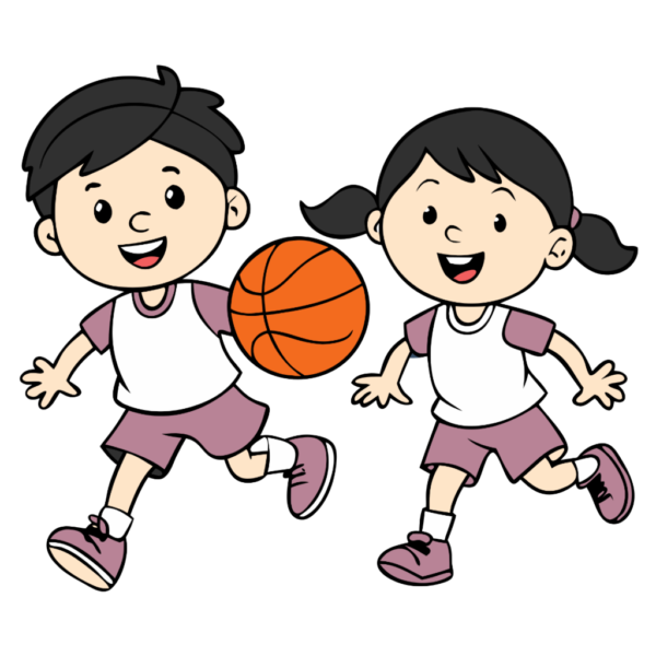 Little Kids Playing Basketball Clipart